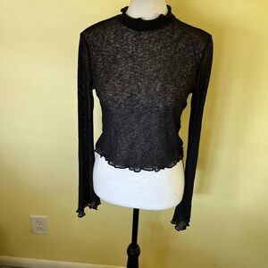 Twin Black Sheer Women's Top Size Medium